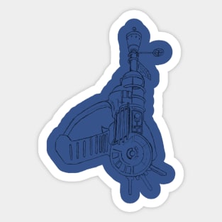 Zombie Ray Gun Blueprint on Royal Blue Sticker